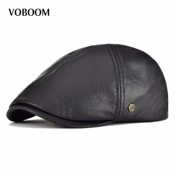 

voboom genuine real leather flat cap 6 panel design cabbie beret hat for men women newsboy 154 t200911, Blue;gray
