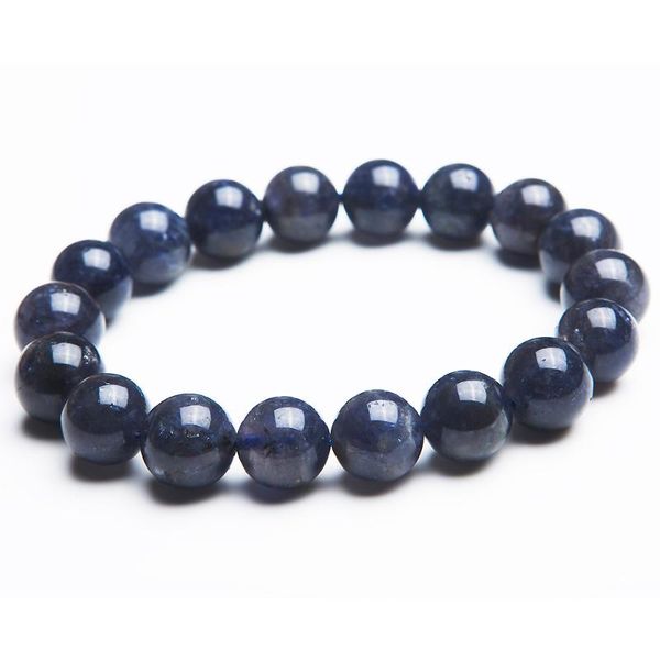 

deep blue natural stone bracelets for women men 11mm stretch healing crystal round bead bracelet drop shipping, Black