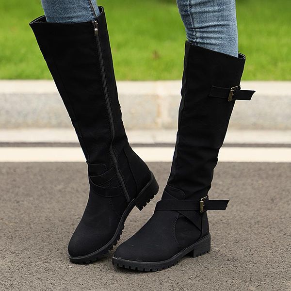 

women boots pu leather zipper retro casual womans booties gladiator low heel shoes ladies fashion botas mujer invierno tw510, Black