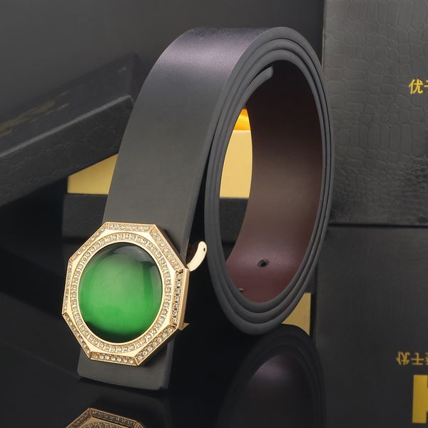

green jade belt men buckles metal casual cowskin fancy jeans korea style brand genuine leather ceinture homme, Black;brown