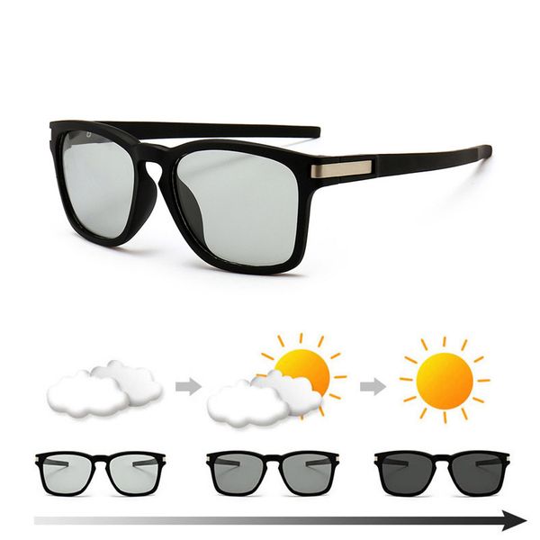 

pchromic sunglasses men women polarized chameleon discoloration vintage retro square sun glasses uv400 for driving fishing, White;black
