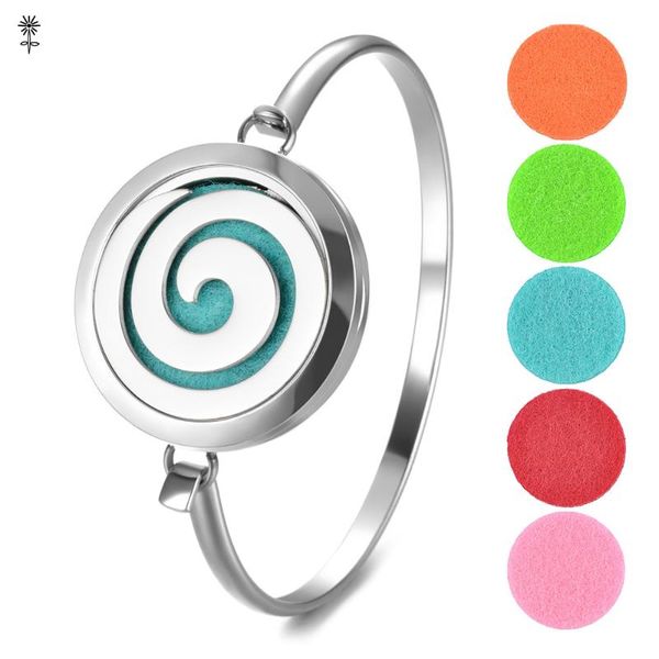

bangle cloud design 30mm stainless steel diffuser locket jewelry essential oil aroma bracelet with 5pcs felt pads, Black