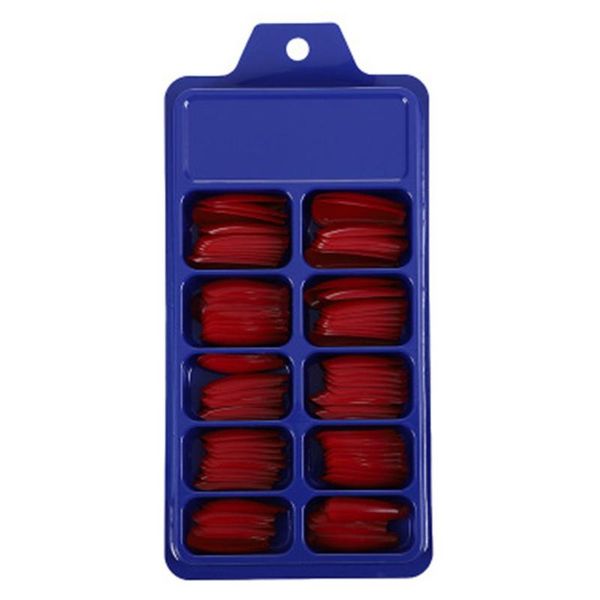 

candy color full cover false nail tips coffin t trapezoidal false nails diy beauty tools uv gel manicure, Red;gold