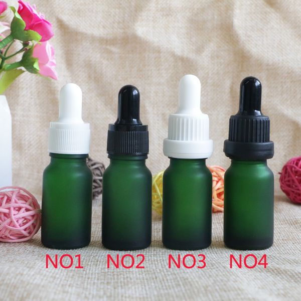 

10ml empty travel mini portable essential oil dropper green frosted glass refillable bottle drop liquid bottles 10pcs/lot