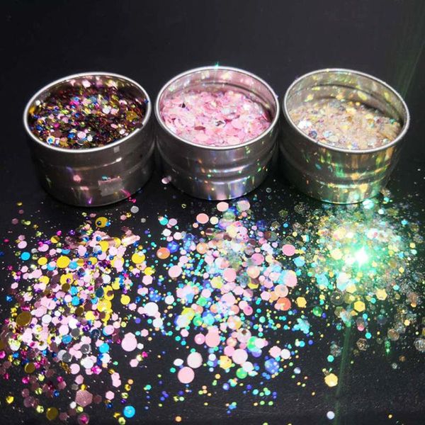 

1pot 3 colors japanese dandruff iridescent shift glitter mix flakes for acrylic & gel nail art loose glitter shiny sequins tr#17, Silver;gold