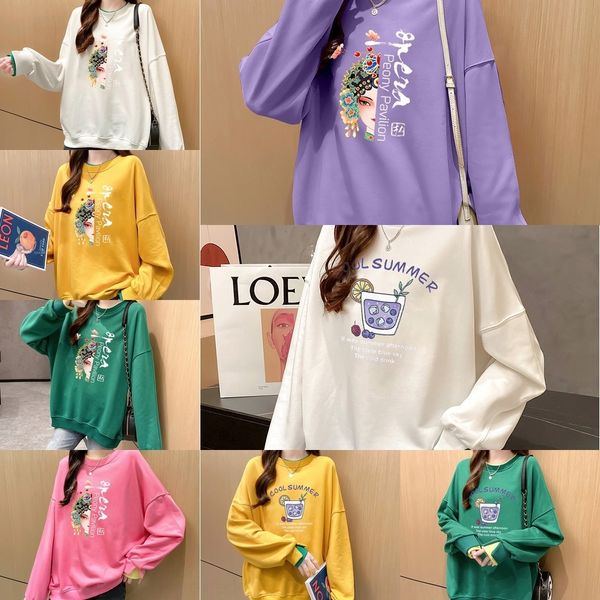

2020 autumn large size women's loose ins chinese style printed 2020 autumn large size women's loose ins chinese style sweater swea, Black