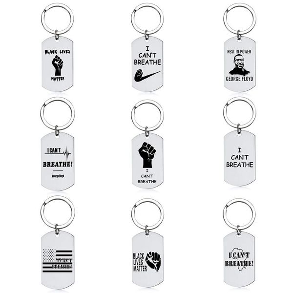 

black lives matter keychain stainless steel dog tag key ring i can't breathe key chain jewelry llavero, Silver