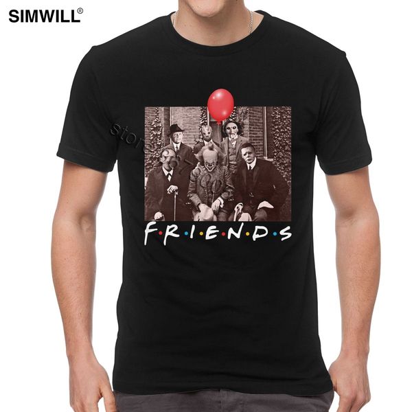 

vintage horror friends t shirt pennywise michael myers jason voorhees halloween men t-shirt brand streetwear cotton tee top