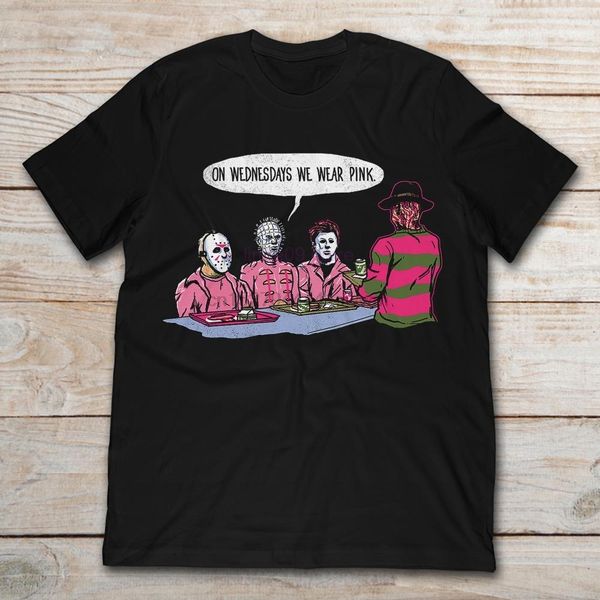

2019 brand on wednesday we wear pink halloween devils men t-shirt