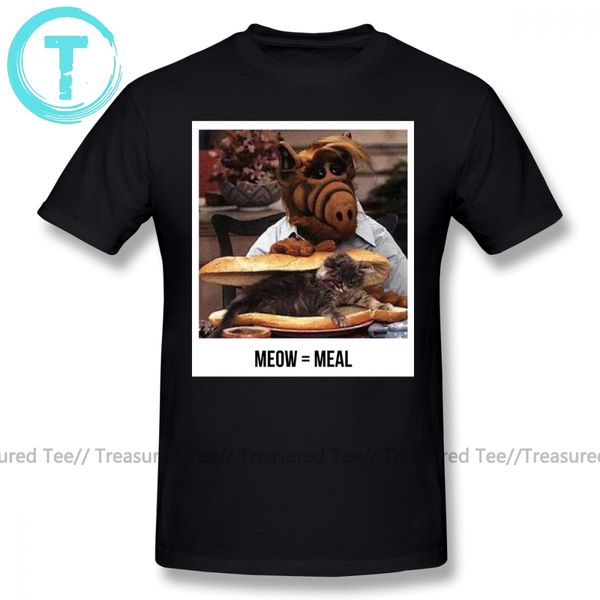

alf футболка alf мяу футболка с коротким рукавом печатный tee shirt mens смазливая бич 100 процентов хлопка повседневный tshirt плюс размер