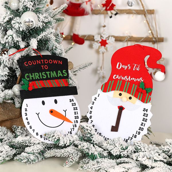 

christmas countdown advent calender cute santa claus snowman felt calender ornament xmas gifts new year party home decoration 75
