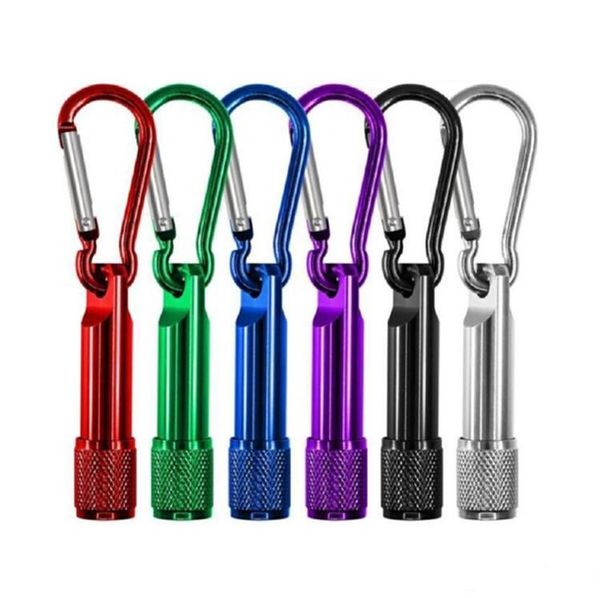

led mini flashlight aluminum alloy torch with carabiner ring keyrings key chain mini led flashlight mini-light led flashlights dhl fedex