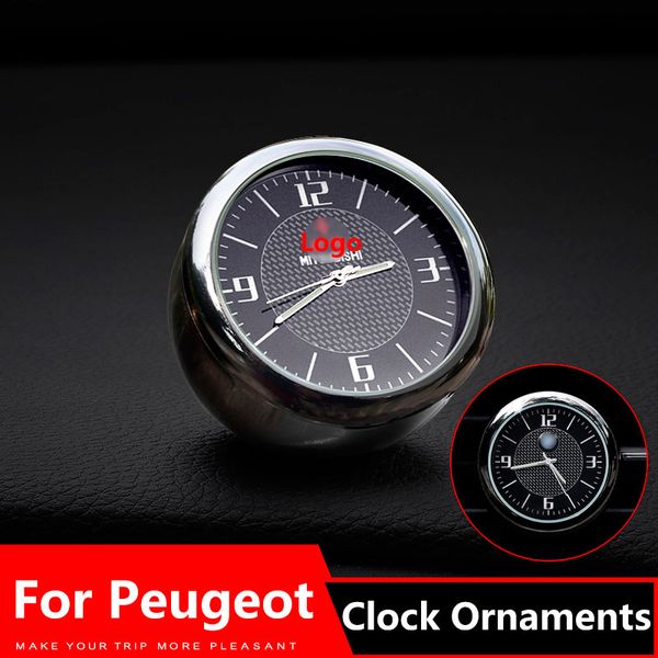 

car clock ornaments air vents outlet clip sticker logo for 2008 3008 208 206 207 307 508 4008 accessories