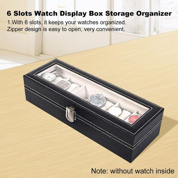 

6 slot watch box portable travel zipper case collector storage jewelry storage box multi-functional bracelet display case, Black;blue