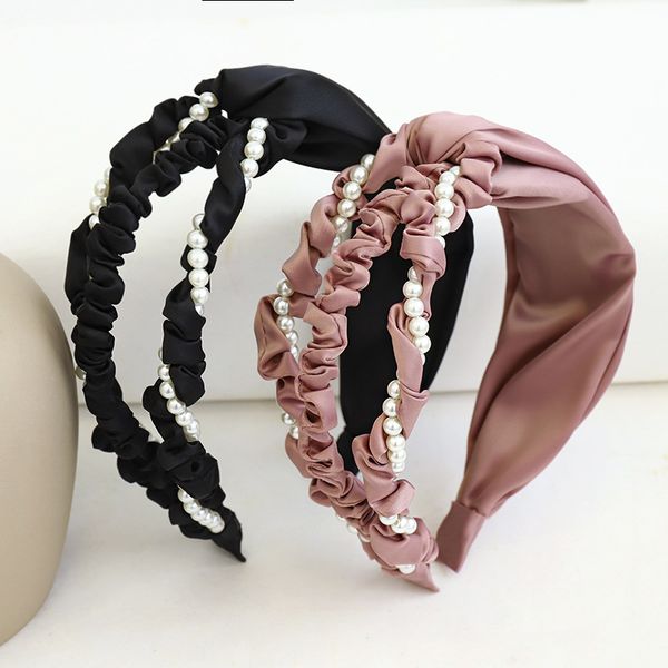 

hair accessories 2021 vintage hollow out pearl fold bezel band women headband girls clips opaska do wlosow hairband