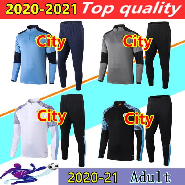 

20/21 mahrez de bruyne soccer tracksuit survetement city shirts 2020 2021 kun aguero sterling football training suit jogging chandal futbol, Black