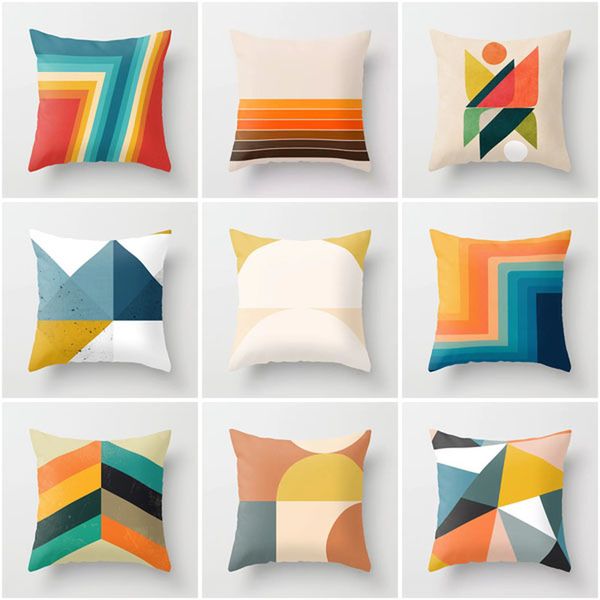 

factory direct new geometric pillowcase car office waist pillowcover polyester material home decoration sofa cushion cover