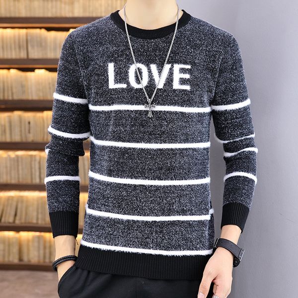 

men's sweaters sweater men 2021 autumn winter fashion love pullover male casual streetwear warm thick clothing long sleeve black costu, White;black