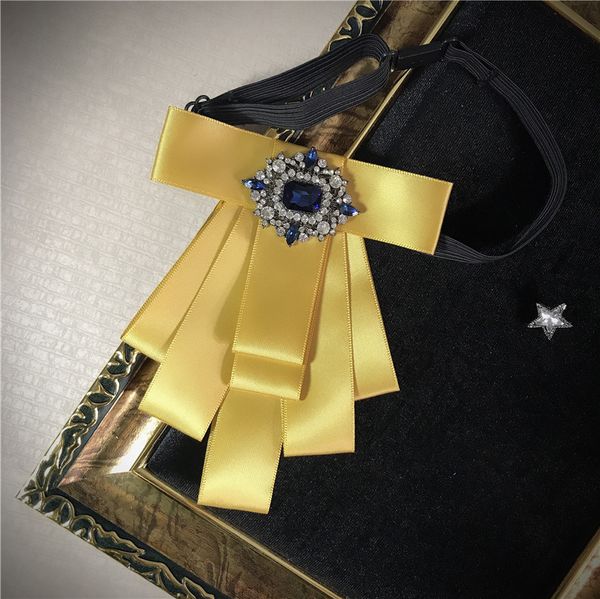 

neck ties korean of men's bow tie rhinestone high-end banquet wedding groomsman host suit shirt jewelry handmade multi-layer bowtie fem, Blue;purple