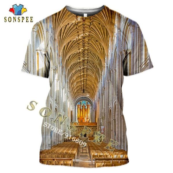 

church building summer 3d print shirts kawaii hentai oversized men clothing