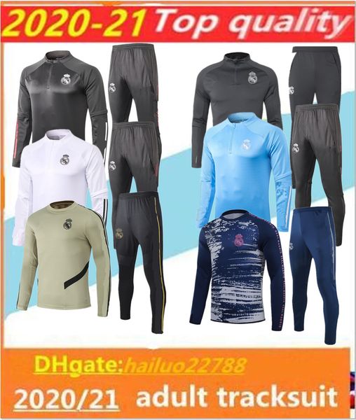 

2020/21 real madrid soccer tracksuit chandal 2020 2021 camiseta de futbol hazard benzema modric football training suit jogging, Black