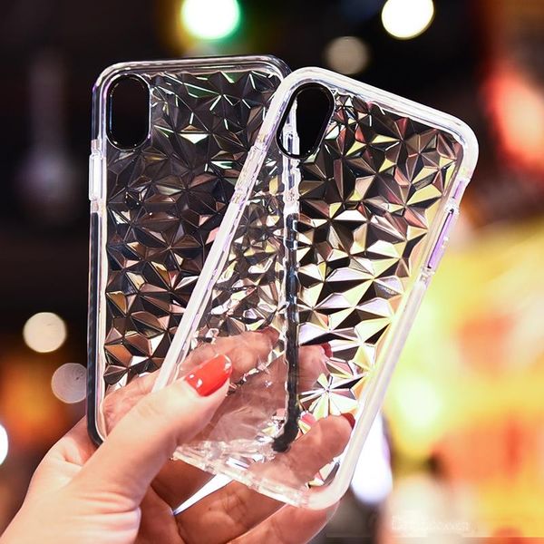 

ultra hybrid 3d diamond soft tpu phone cases for iphone 6s 7 8 plus xr xsmax crystal protective clear cover for samsung s9