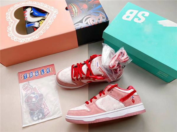 

2020 original authentic sb dunk low strangelove skateboards valentine's day pink red white ct2552-800 men women running shoes sport