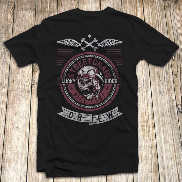 

biker men's t shirt 100% cotton american lucky rider 2020 new 100% cotton funny o neck t-shirt cartoon tee shirts
