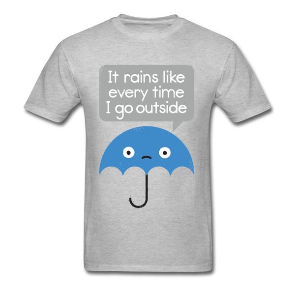 

umbrella activity t-shirt funny mens black tees it's rainy every time i go outside t shirt grey tshirt cotton clothes