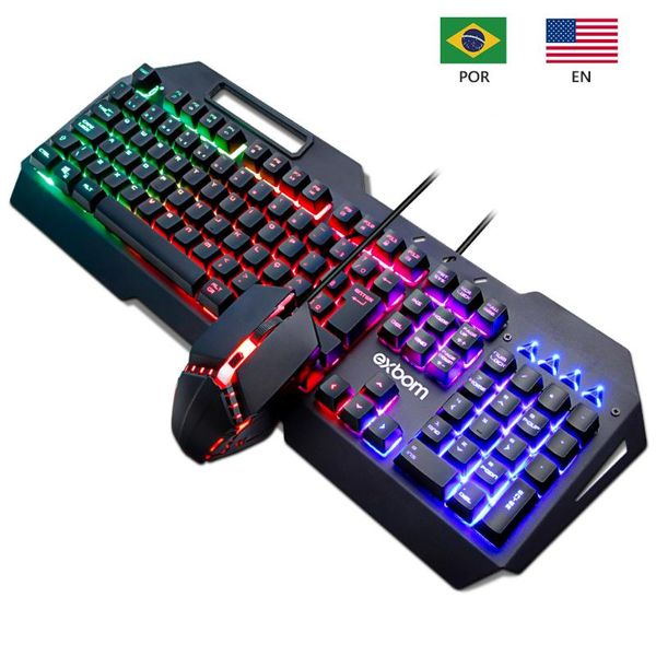 

exbom seven colors led breath backlight pro gaming keyboard combos usb mouse wired full key professional mouse keyboard