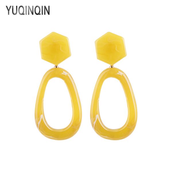 

yuqinqin trendy drop earrings for women 2020 statement acrylic geometric dangling earings fashion elegant resin summer earring, Silver