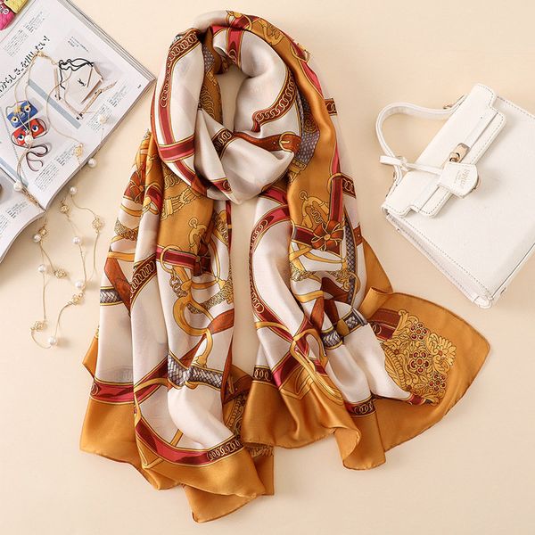 

scarves silk scarf women classic pattern shawls and wraps ladies autumn winter hijab, Blue;gray
