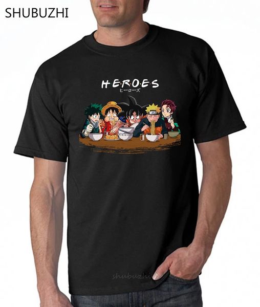 

heroes anime manga goku luffy naruto deku tanjirou gift t shirt men black cotton tshirt men summer fashion t-shirt euro size