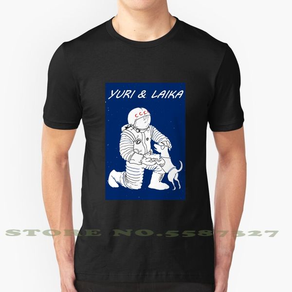 

laika gagarin astronaut space russia laika cartoon black white tshirt for men women gagarin ussr cccp soviet union socialism