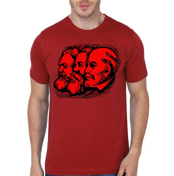 

3 communists red half sleeve t shirt