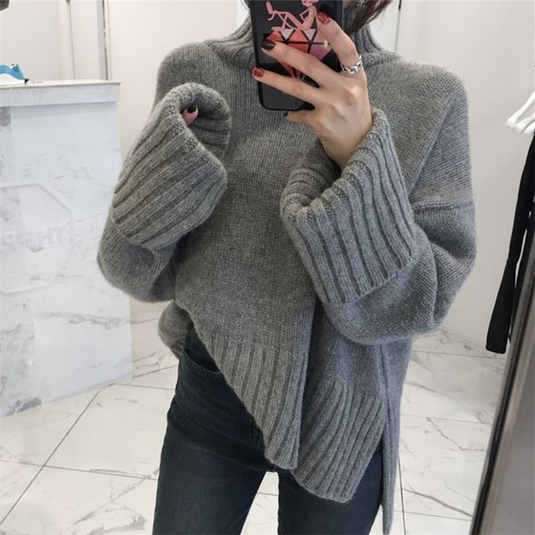 

women's sweaters turtleneck pullovers warm relaxed 2021 fall winter jumper female oversized chunky knit vintage long sleeve, White;black