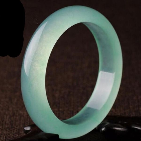 

chinese natural a grade light green jadeite bangle 58mm smooth bangle, Black