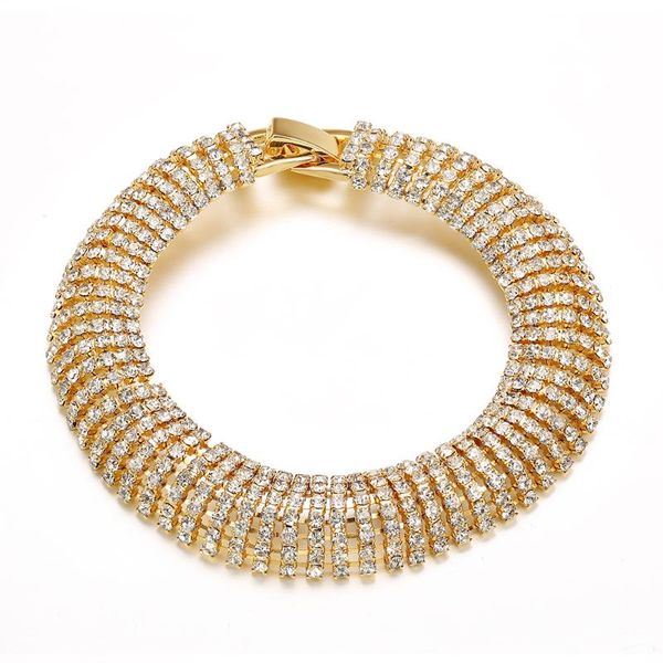 

kfvanfi classic gold copper rhinestone tennis bracelet, Black