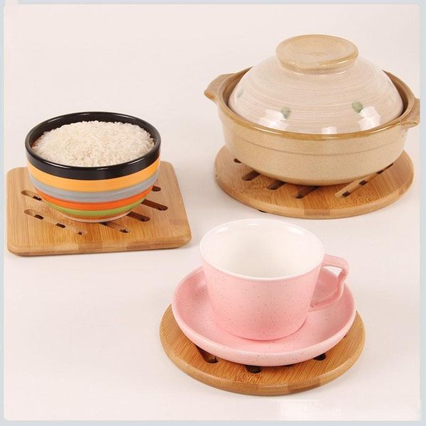 

15cm/18cm bamboo placemat round square thickened heat pad insulation pads anti - kitchen table pan bowl cups coaster mats