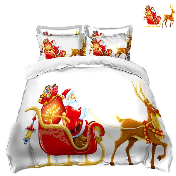 

new year printed bedding set sleigh santa pattern christmas bedding duvet cover set single/double home quilt cover