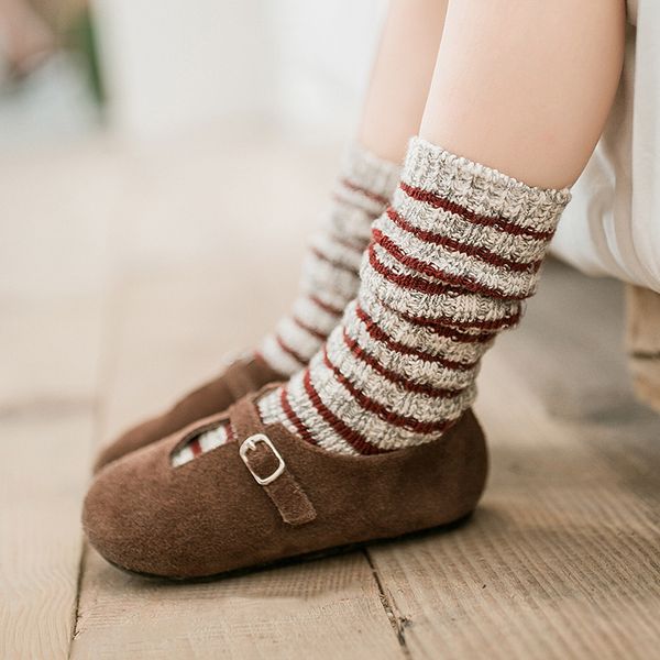 

baby lotus winter cotton warm striped kids socks baby boy knee high socks toddler girl for children christmas gifts, Pink;yellow