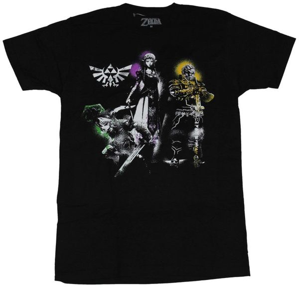 

legend of zelda twilight princess mens t-shirt - link zelda gannon splattered