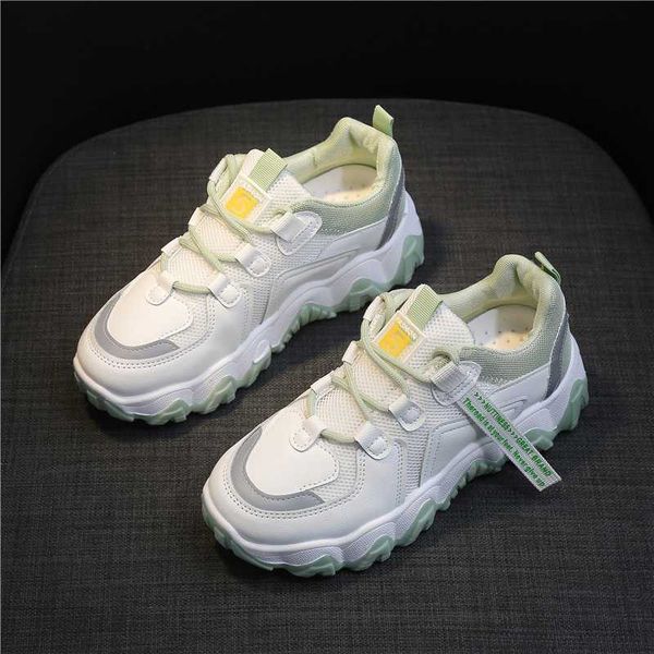 

women's shoes spring 2020 korean style thick bottom wedge leisure shoes lace up student sneakers chaussures femme, Black