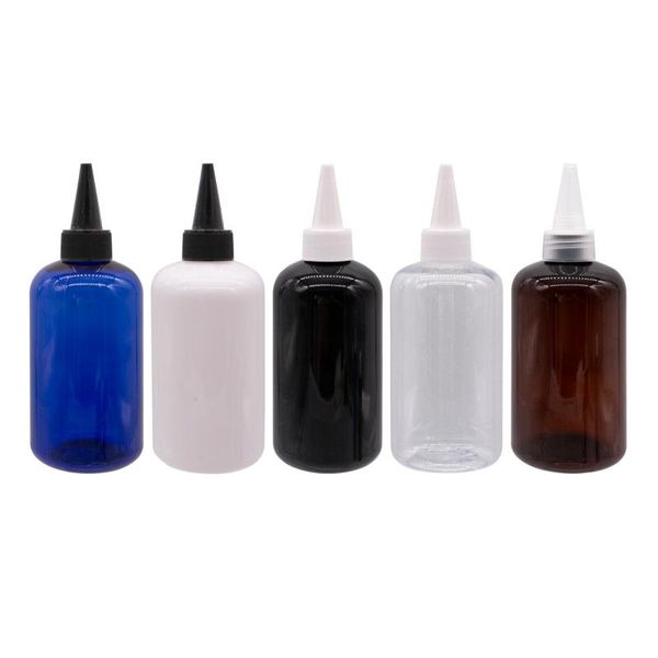 

250ml empty plastic bottles with pointed mouth lids pet colored e jam containers 250cc x 12pc round cosmetic bottle
