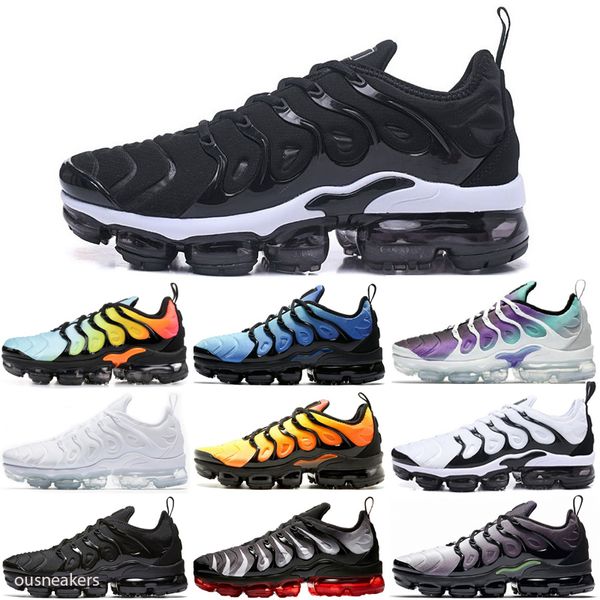 

2019 new tn plus shoes discount triple black white rear blue men women running shoes trainer air cushion tn requin sneakers