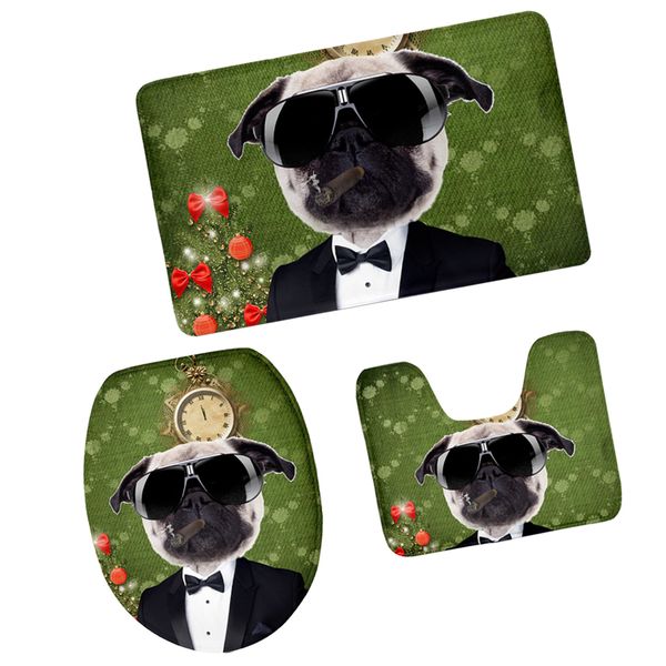 

3шт / набор рождественские темы нескользящая фланелевая ванная комната коврик