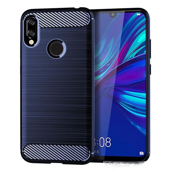 

carbon fiber texture slim armor brushed tpu case cover for huawei y6 2019 y7 prime 2019 honor 8a nova 4e 100pcs/lot
