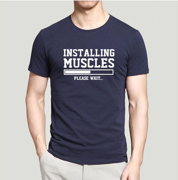 

funny men t shirt installing muscles letters 2019 summer casual fitness fitness 100% cotton tees 8 colors