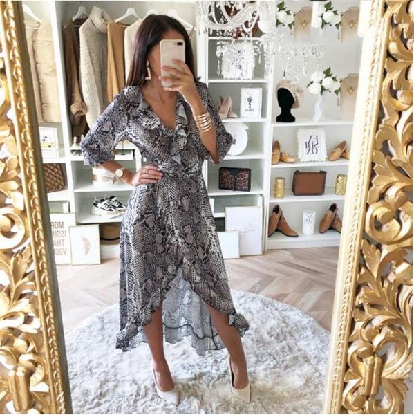 

womens vintage floral print dresses summer deep v-neck high low long dresses, Black;gray