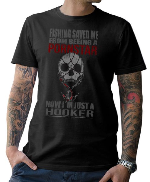 

2019 summer tee shirt t-shirt - pescatore skull- pesca saved me beeing hooker marinaio oldschool s-3xl custom t-shirt